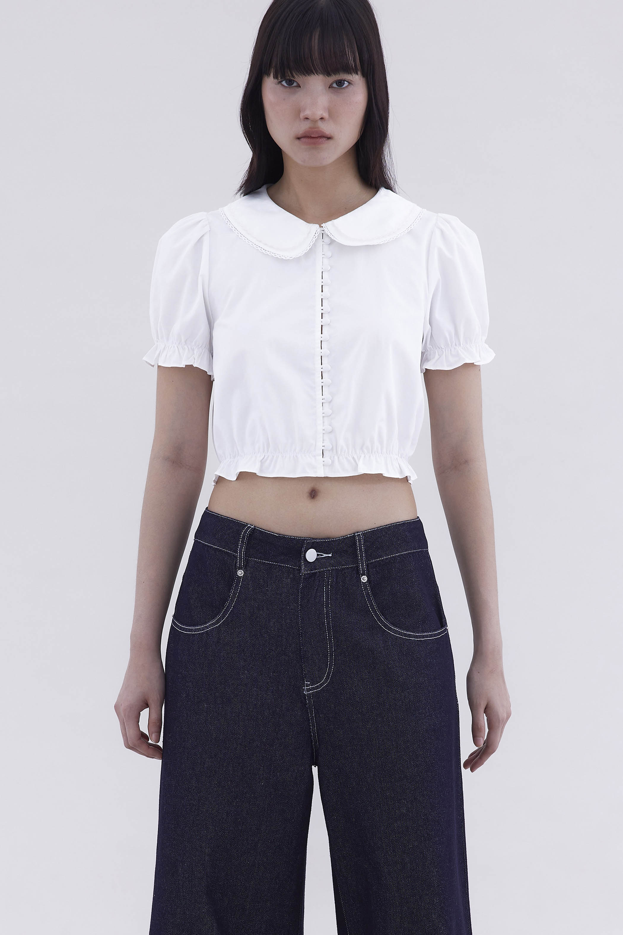Mirane Peterpan-Collar Front Button Blouse