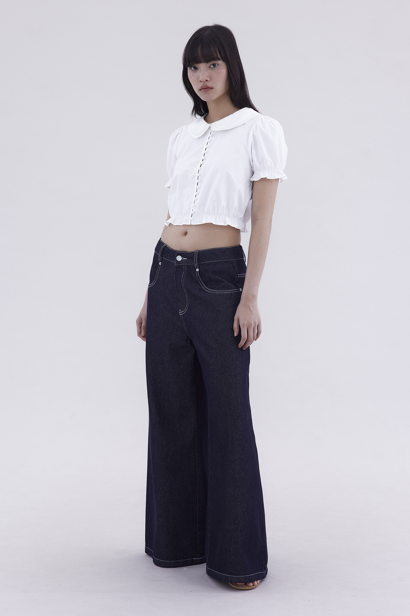 Mirane Peterpan-Collar Front Button Blouse