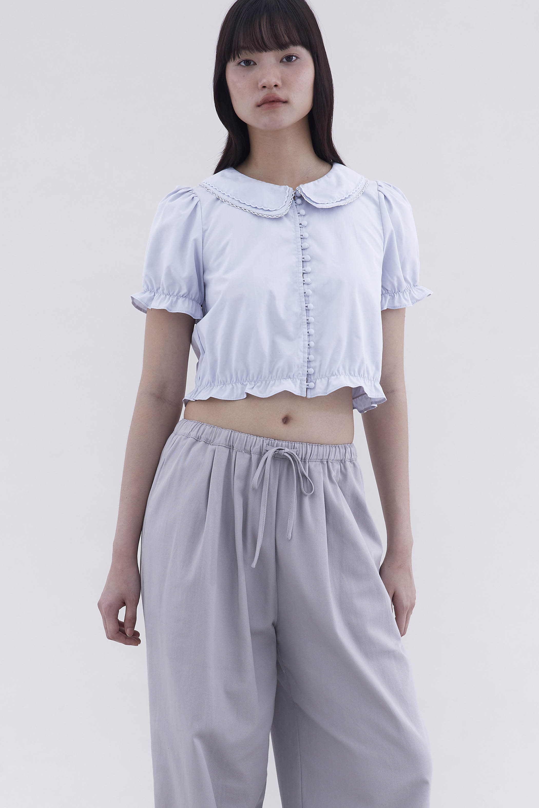 Mirane Peterpan-Collar Front Button Blouse