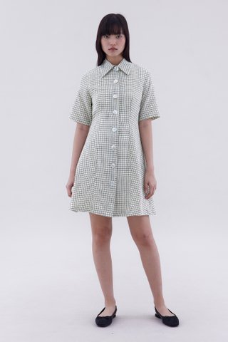 Etta Button-Down Fitted Dress