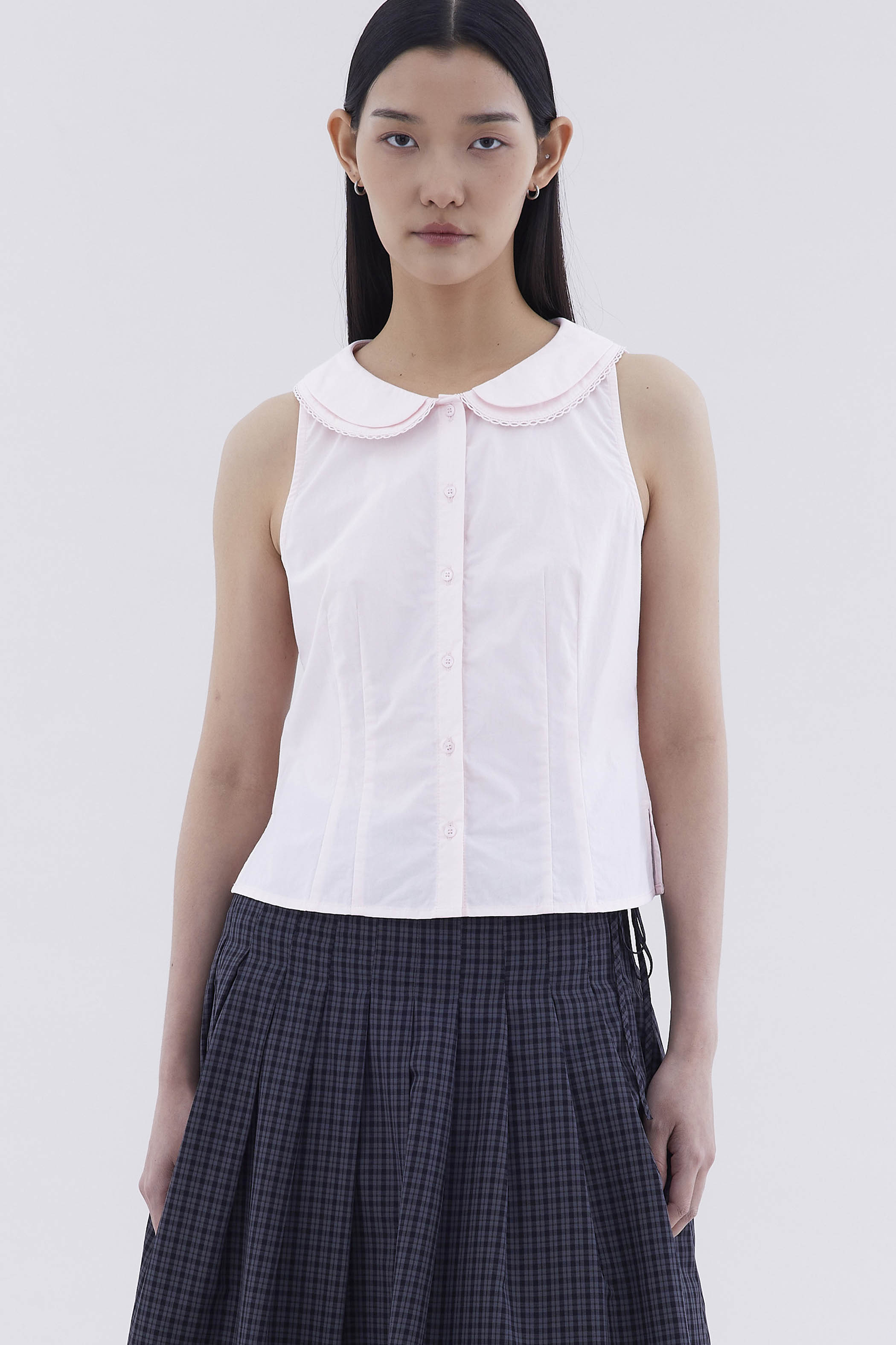 Phylene Double Collar Sleeveless Shirt