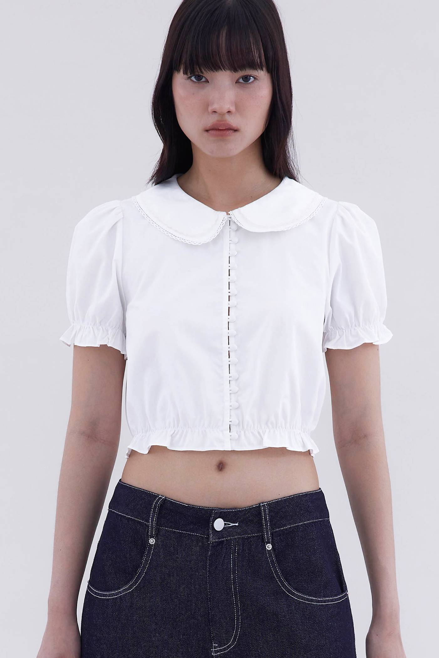 Mirane Peterpan-Collar Front Button Blouse