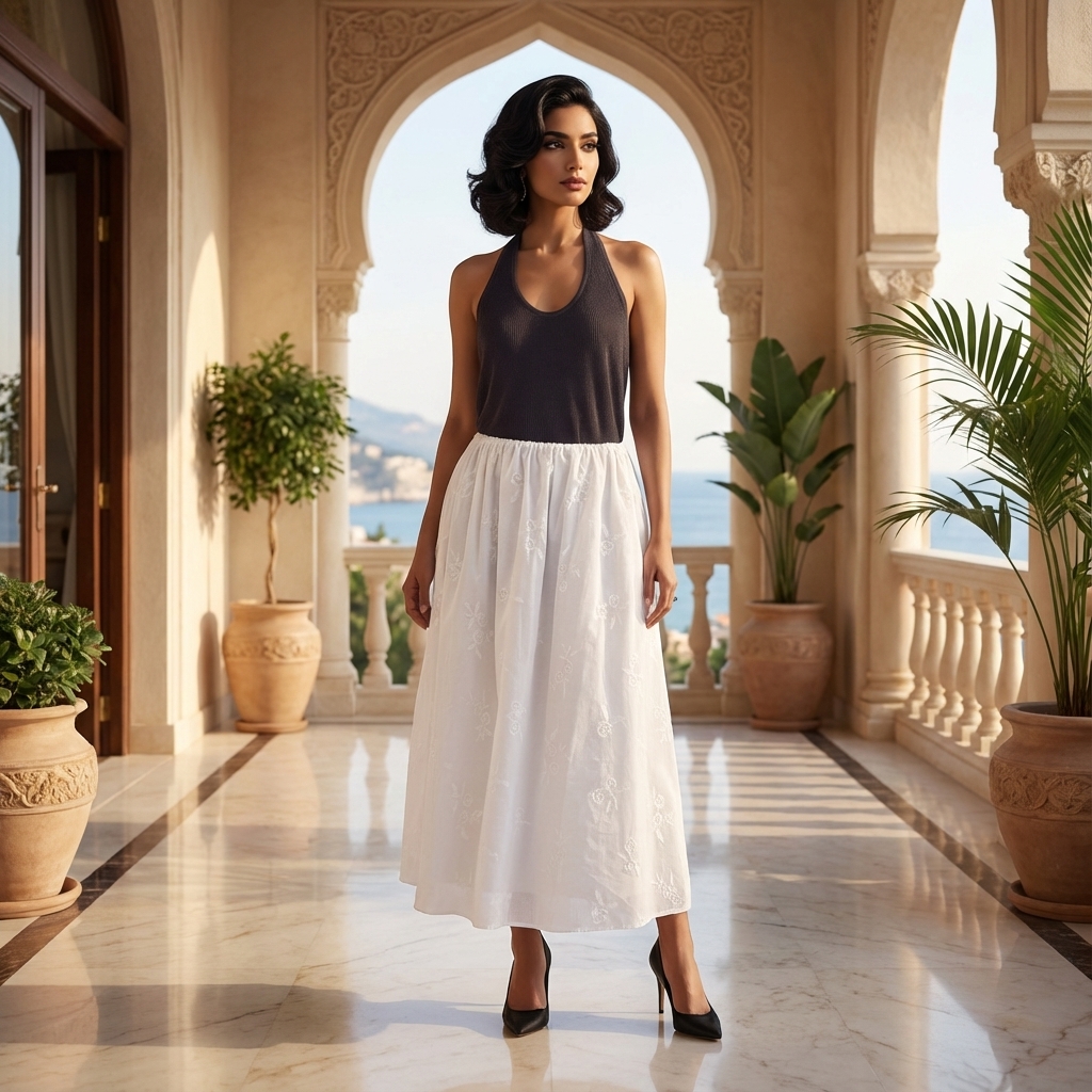 Delke Drawstring Full Skirt