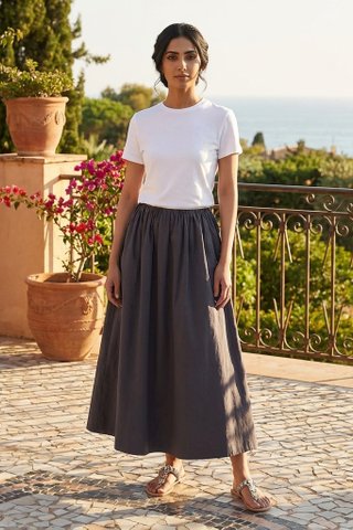 Delke Drawstring Full Skirt