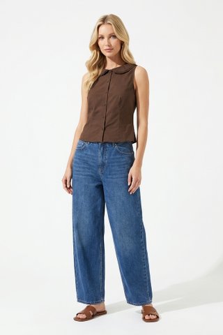 Phylene Double Collar Sleeveless Shirt