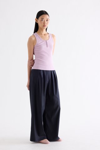 Micher Ribbed Half-Button Tank