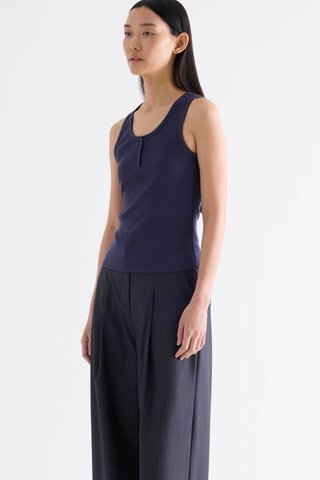 Micher Ribbed Half-Button Tank