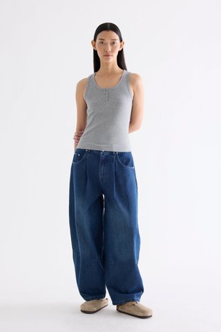 Micher Ribbed Half-Button Tank