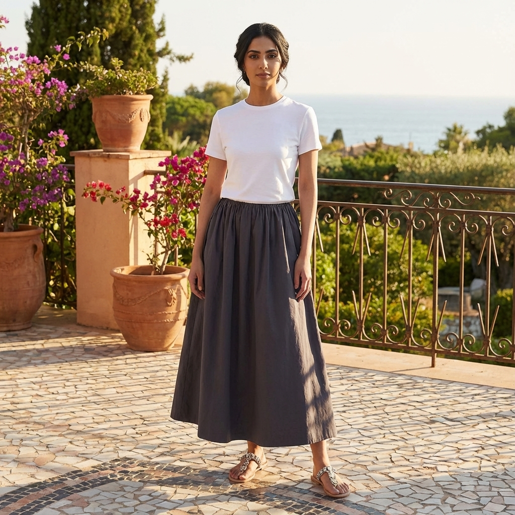 Delke Drawstring Full Skirt