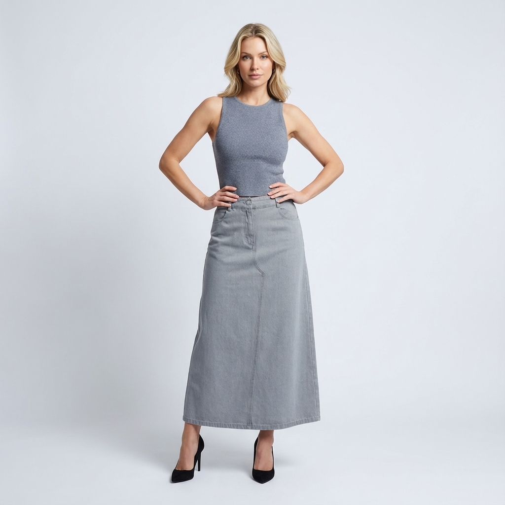 Dorah Mid-Rise Denim Skirt