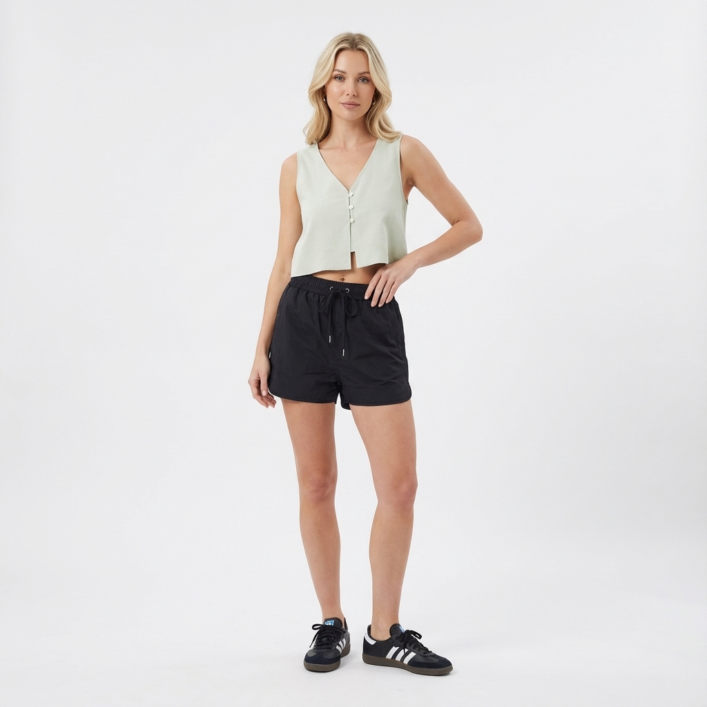Ellegra Curve-Hem Shorts