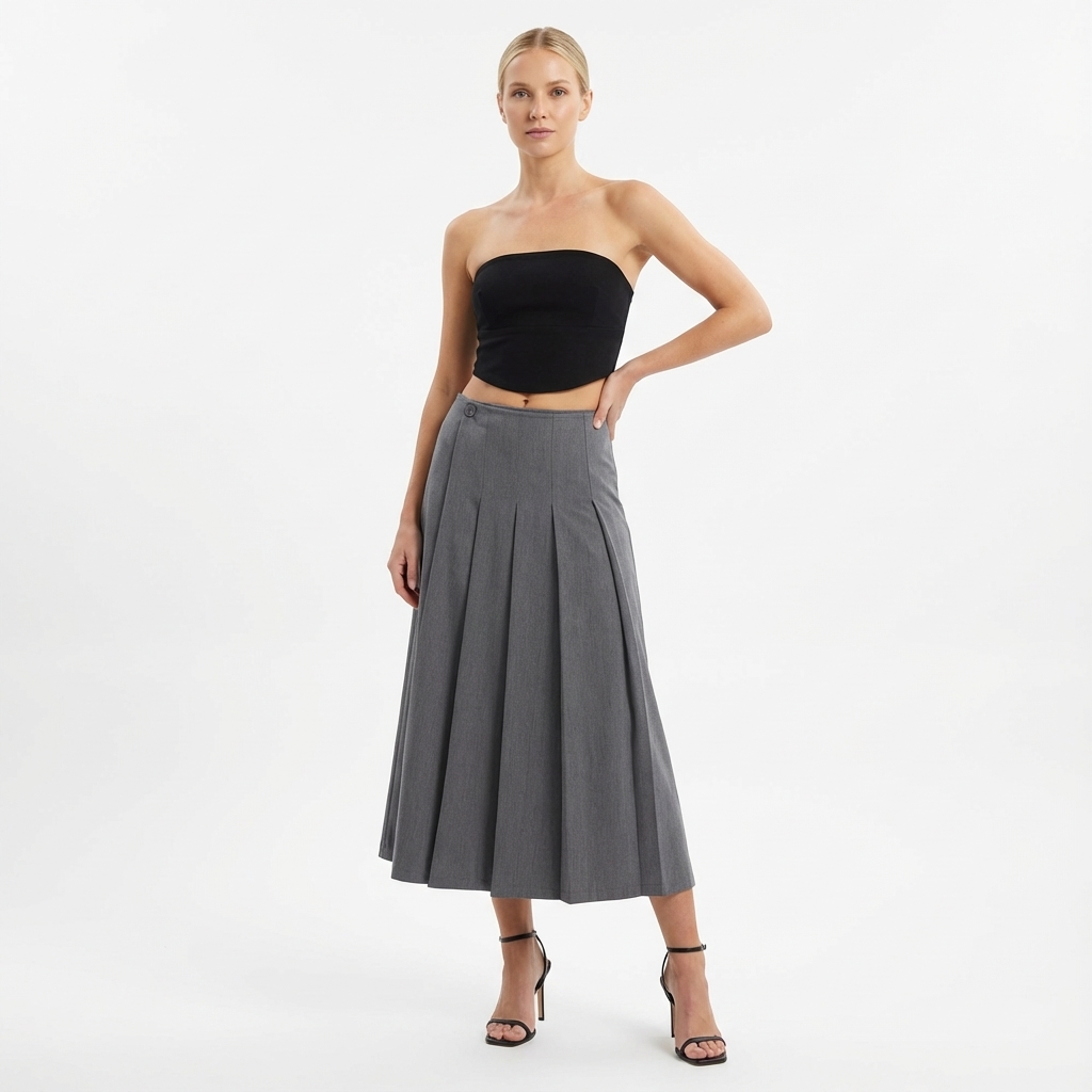 Mayce Mid-Rise Pleated Skirt