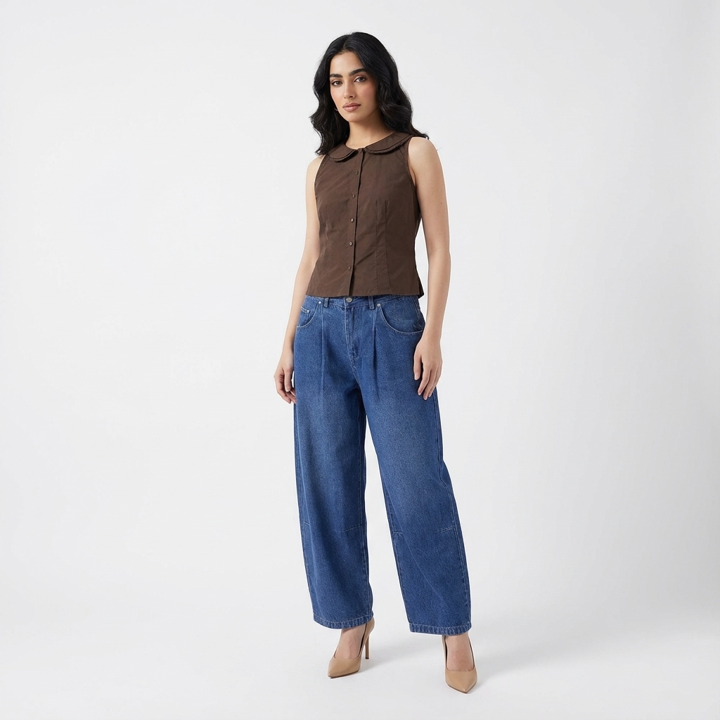 Phylene Double Collar Sleeveless Shirt