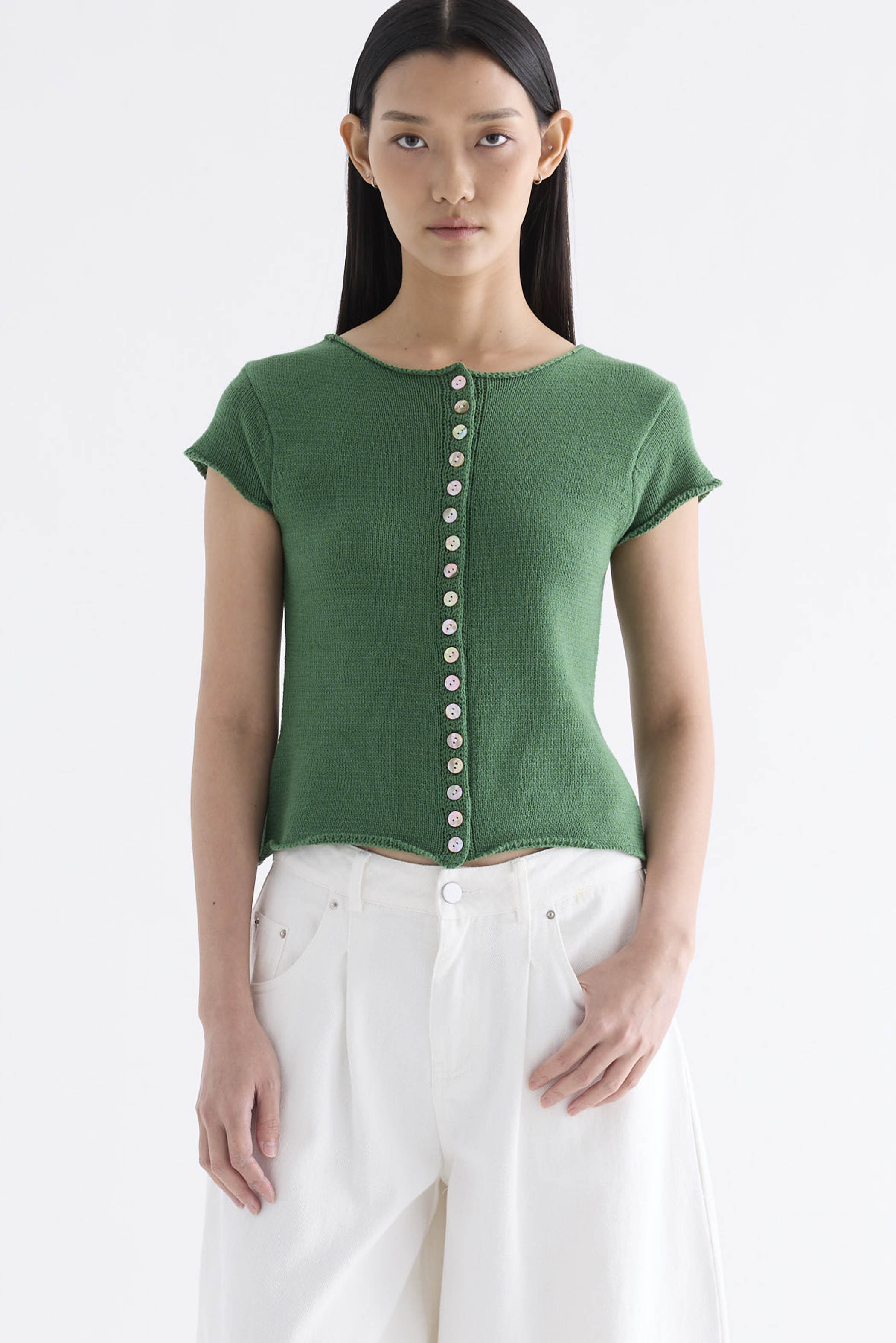 Helyn Button-Down Knit Top