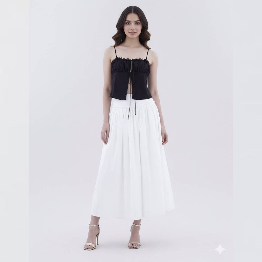 Alena Tie Front Ruffle Trim Top