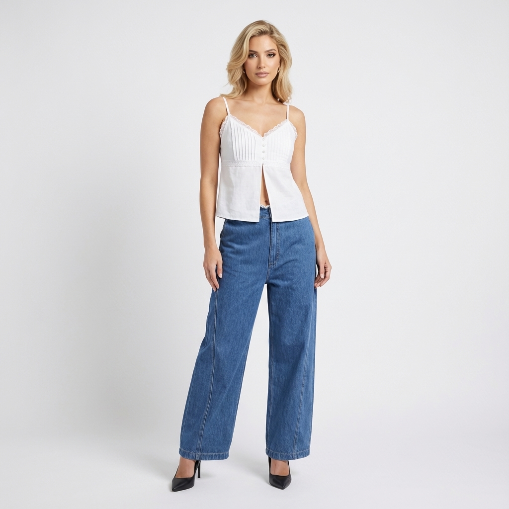 Mia Pleated Split-Front Top