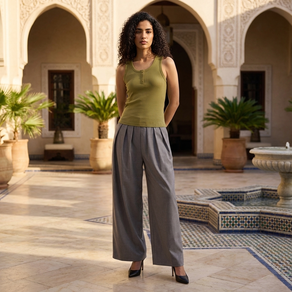 Micher Ribbed Half-Button Tank