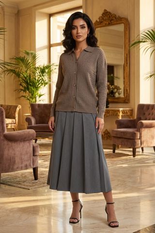 Quirelle Waffle-Knit Top