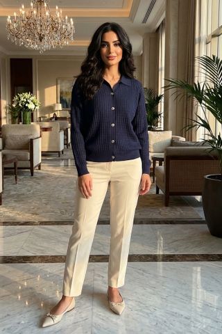 Quirelle Waffle-Knit Top