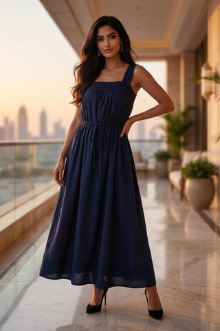 Marisol Square-Neck Relaxed Dress