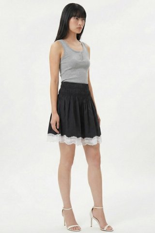 Bambi Shirred Lace-Trim Skirt