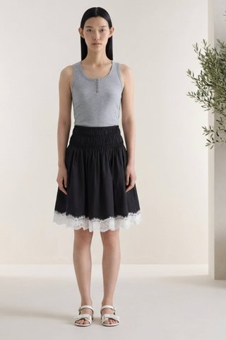 Bambi Shirred Lace-Trim Skirt