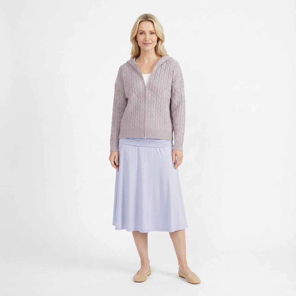 Sabrena Cable-Knit Zip-Up Hoodie