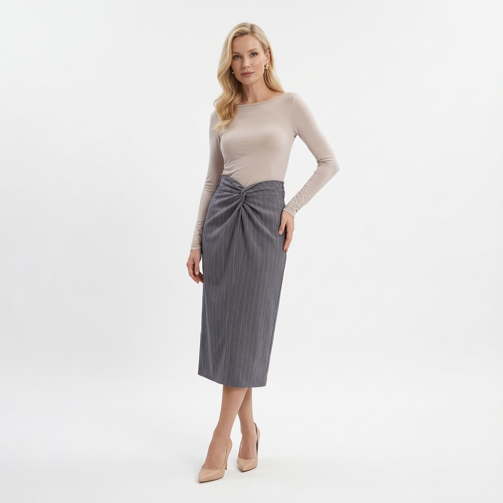 Lizabeth Mid-Rise Twist-Front Skirt