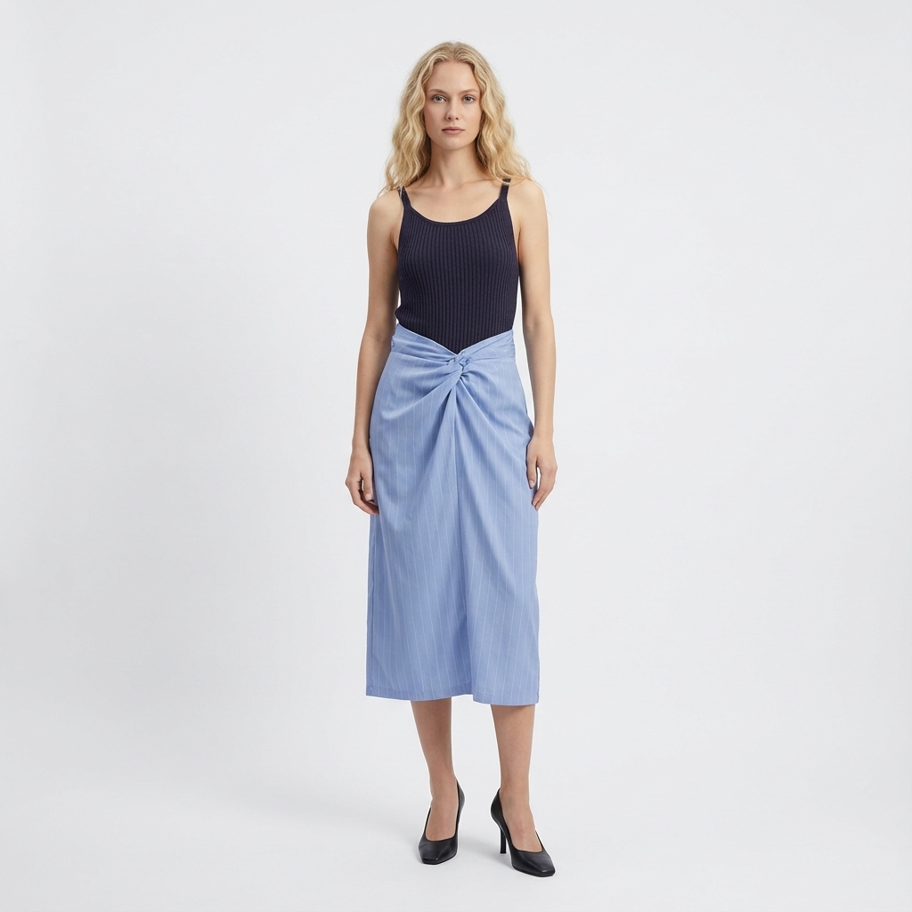 Lizabeth Mid-Rise Twist-Front Skirt