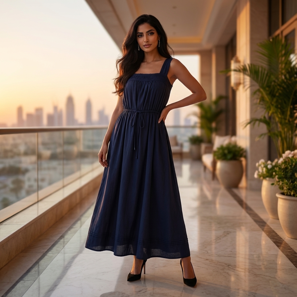 Marisol Square-Neck Relaxed Dress