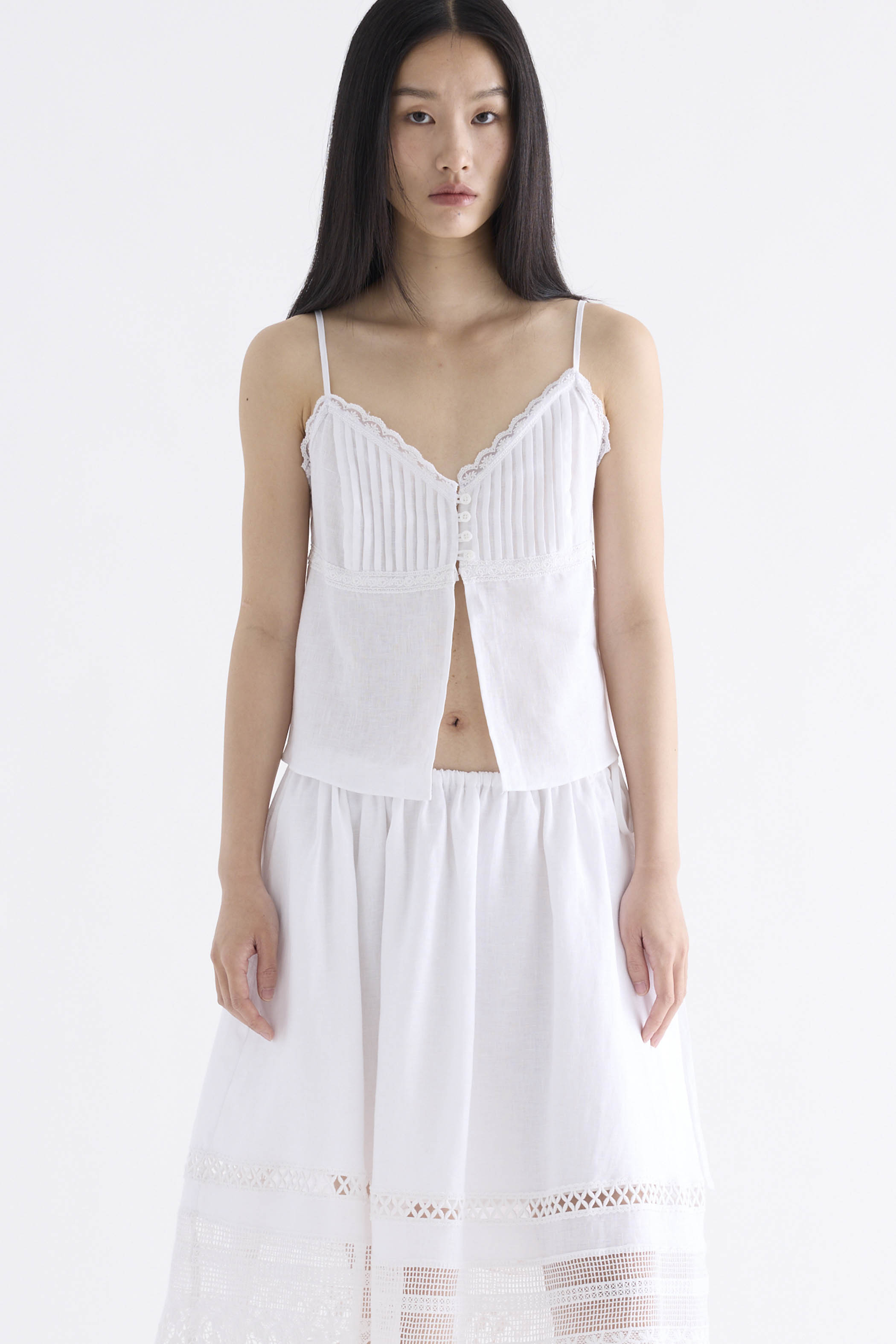 Mia Pleated Split-Front Top