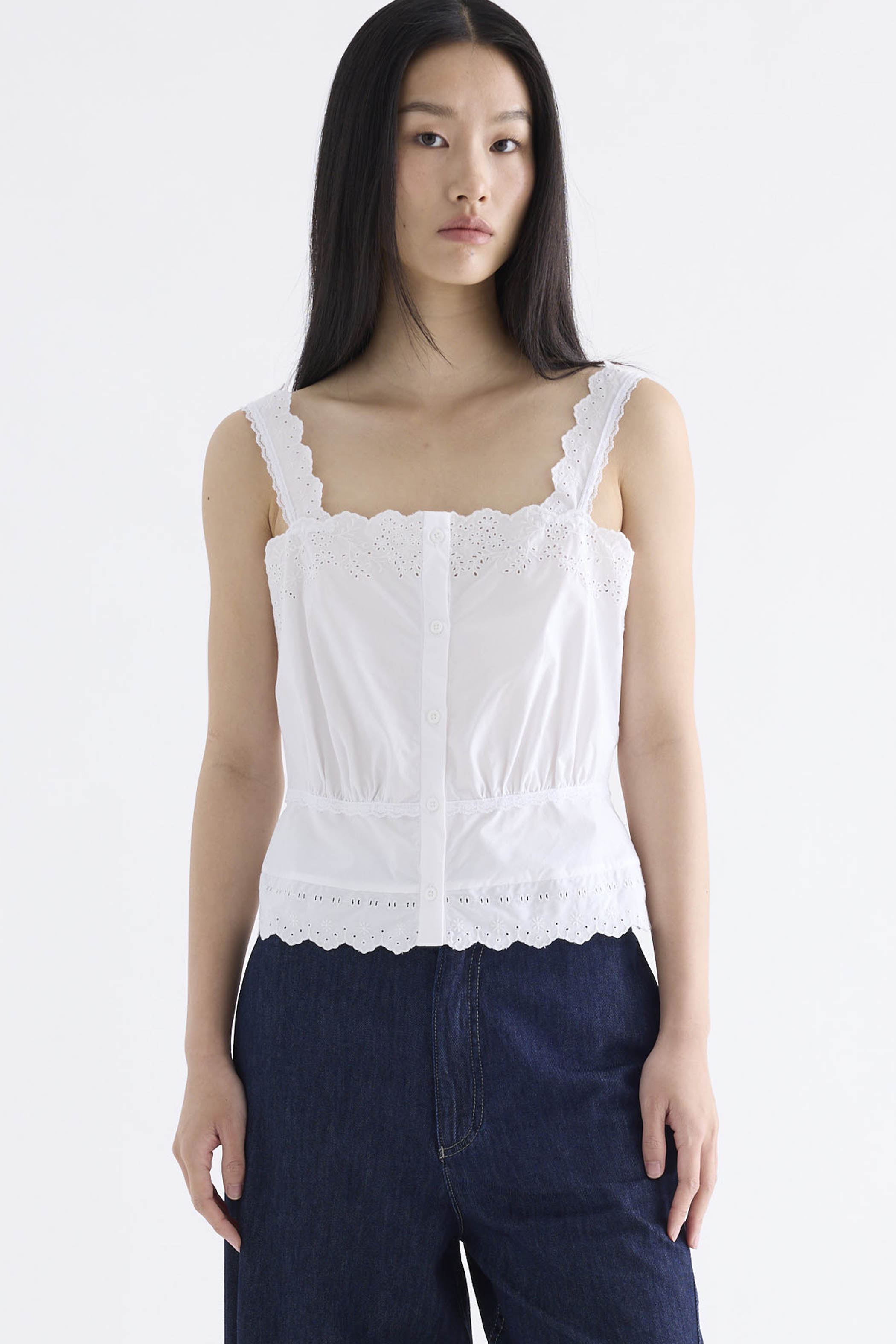 Elle Lace Button-Down Top