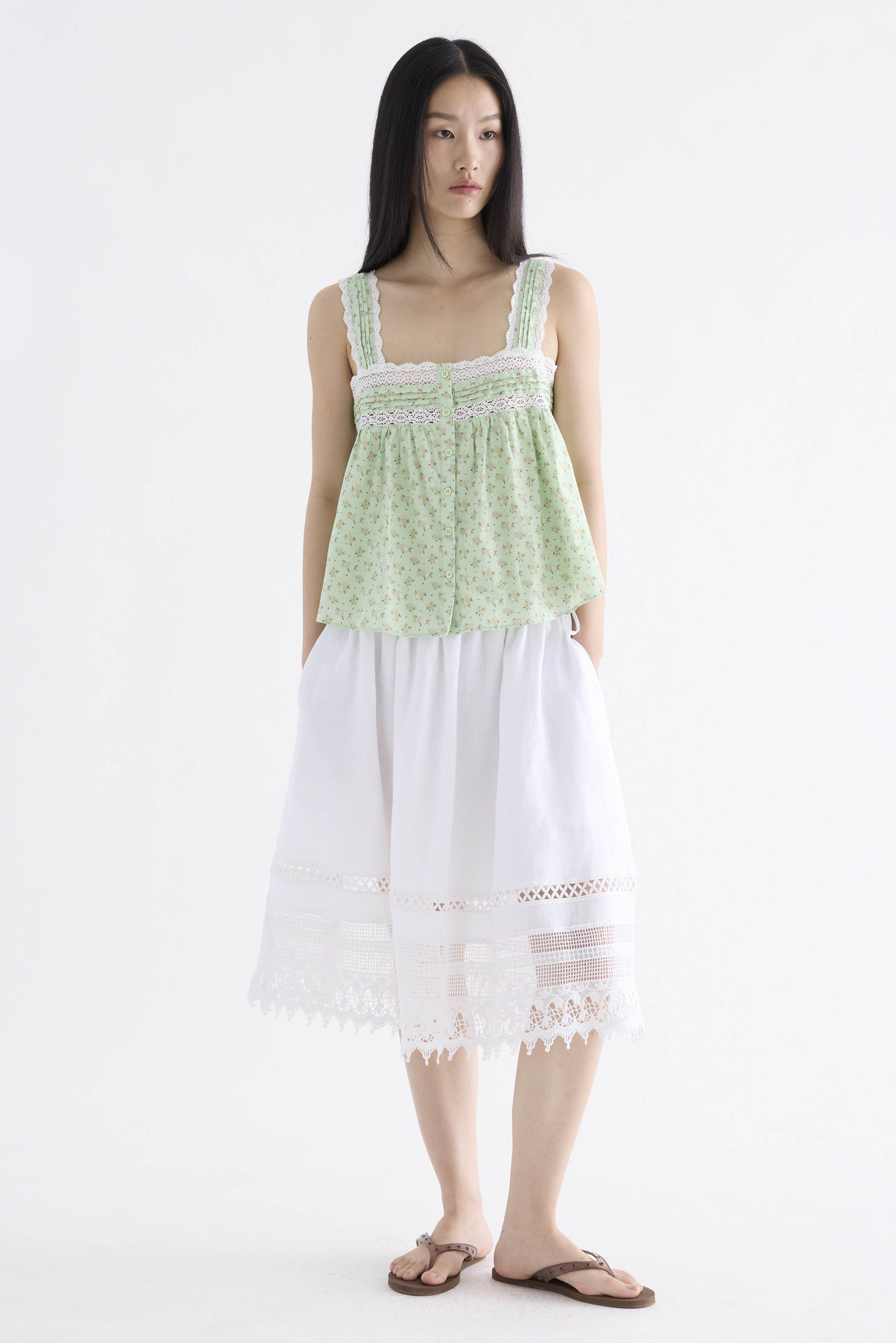 Odette Lace-Trim Empire Top