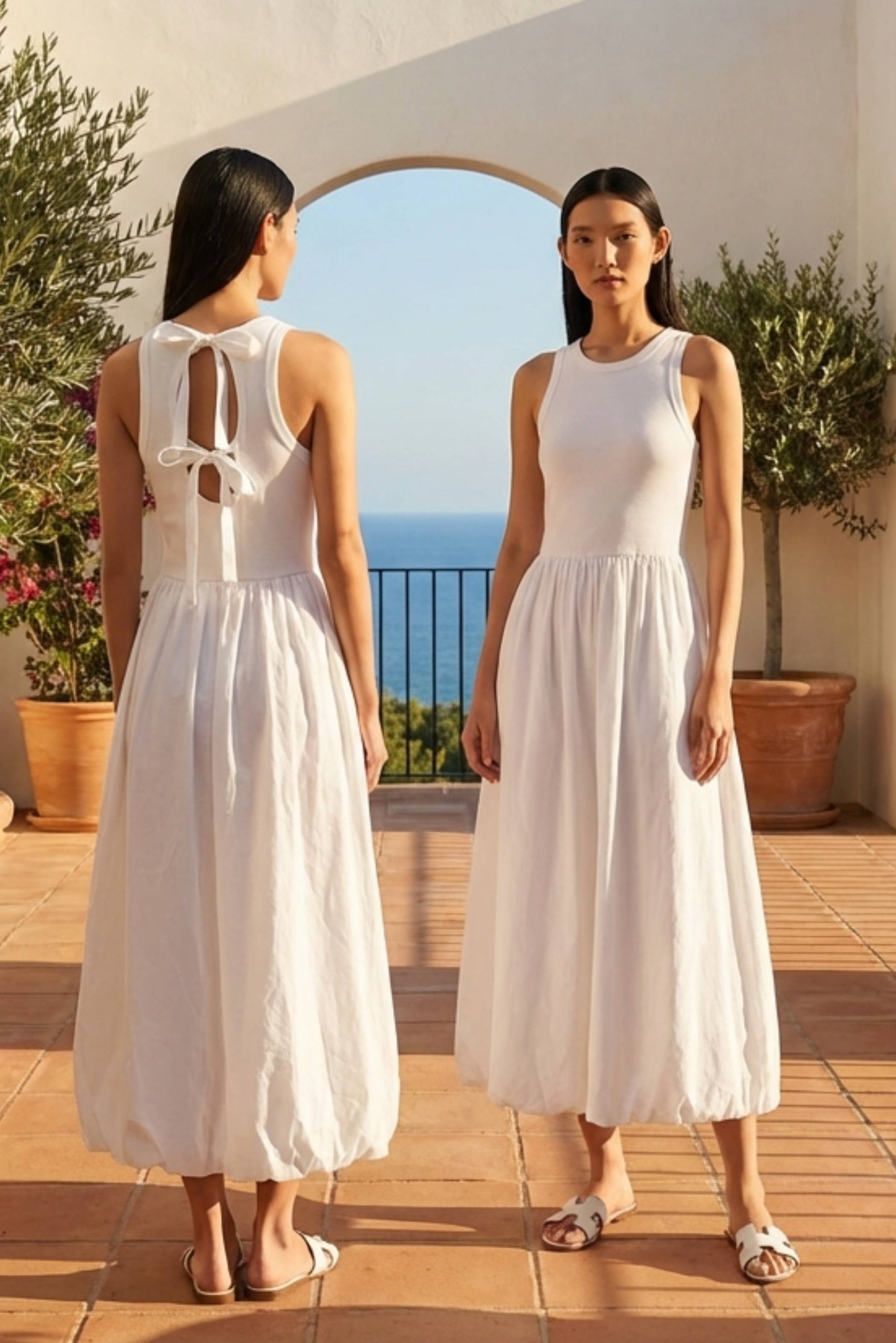 Maisy Ribbon-Tie Balloon Dress