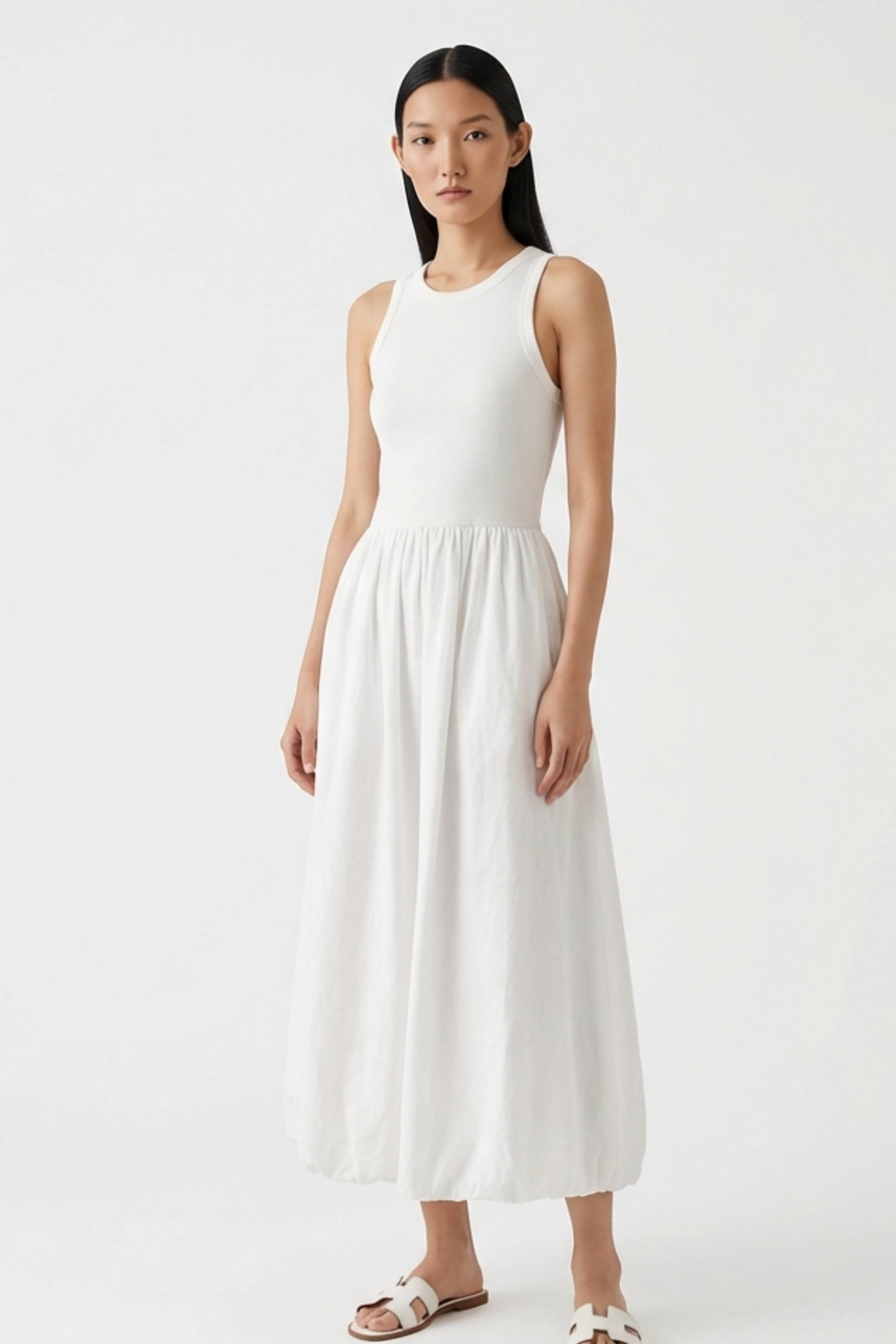 Maisy Ribbon-Tie Balloon Dress