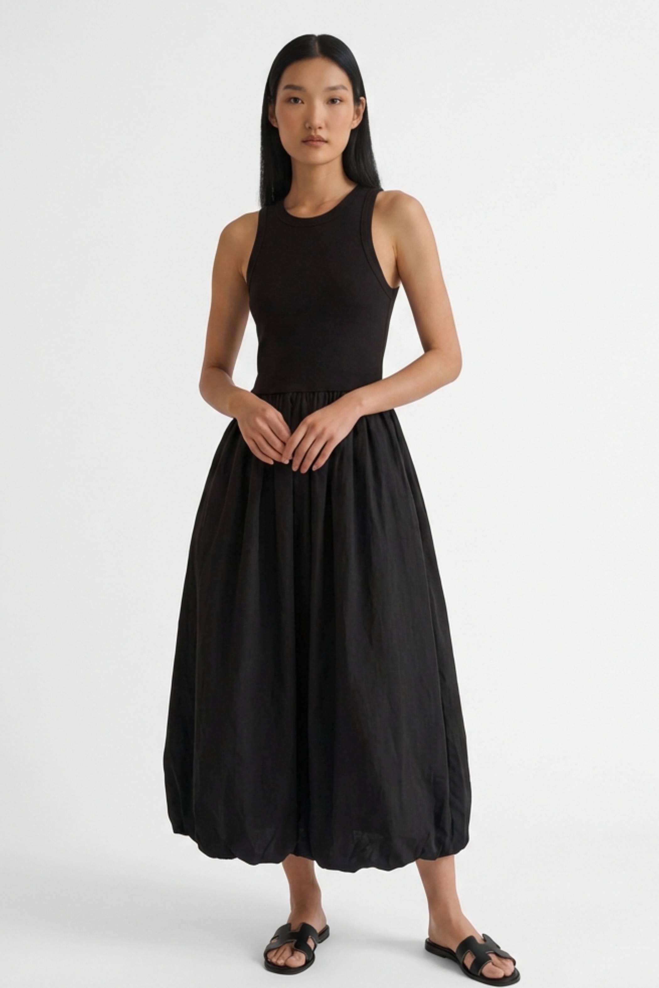 Maisy Ribbon-Tie Balloon Dress