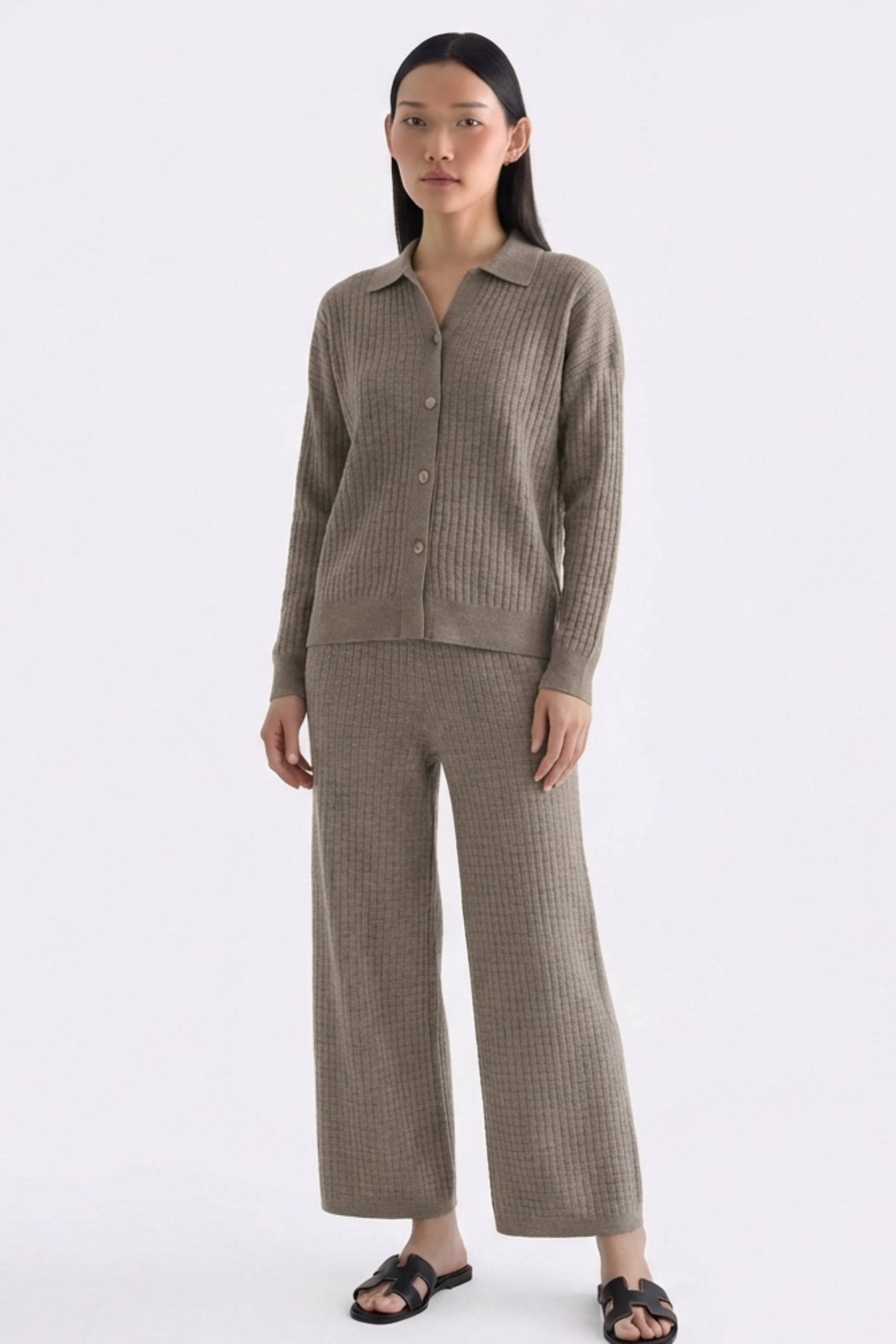 Huera High-Rise Waffle-Knit Pants
