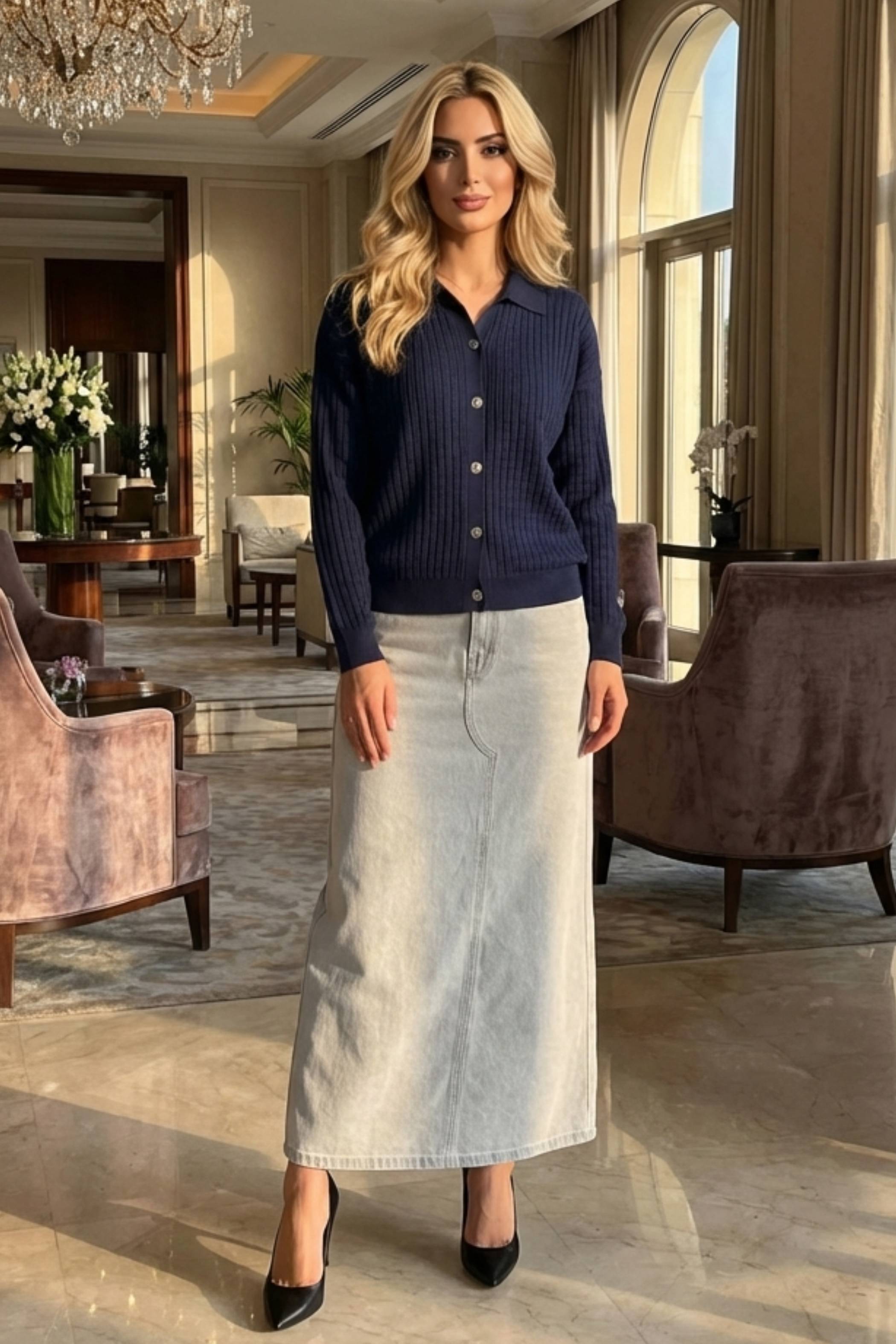 Quirelle Waffle-Knit Top