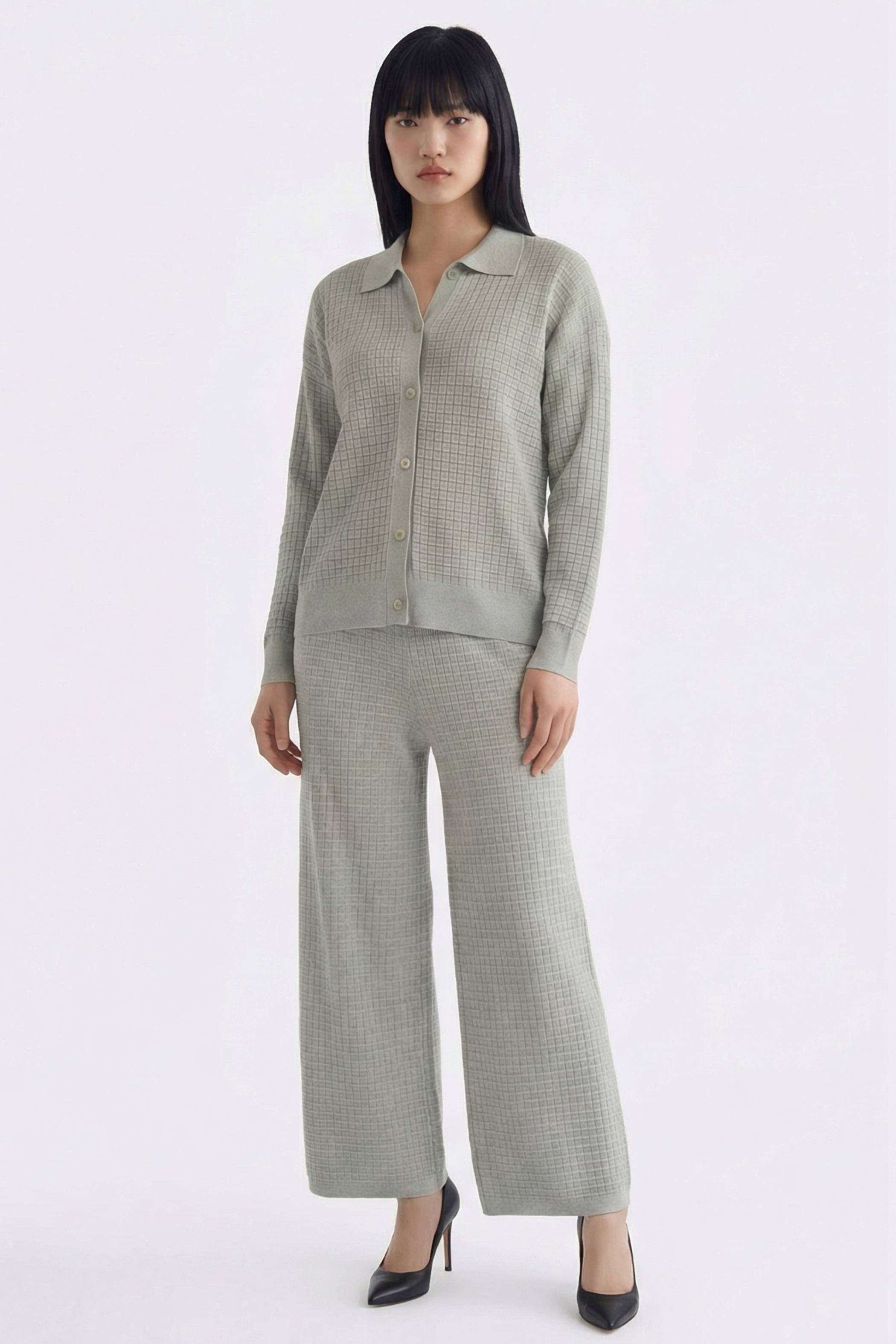 Huera High-Rise Waffle-Knit Pants
