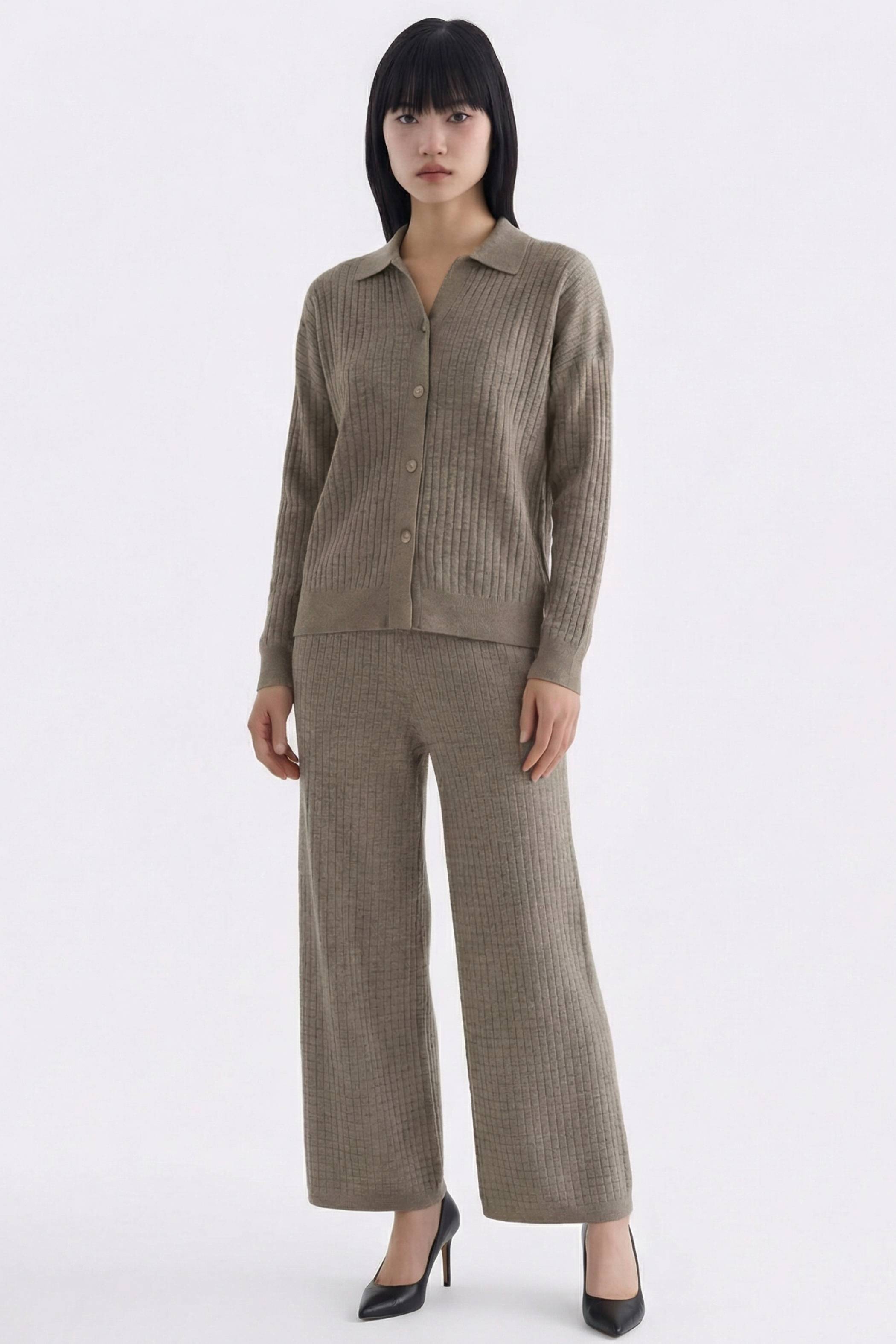 Huera High-Rise Waffle-Knit Pants