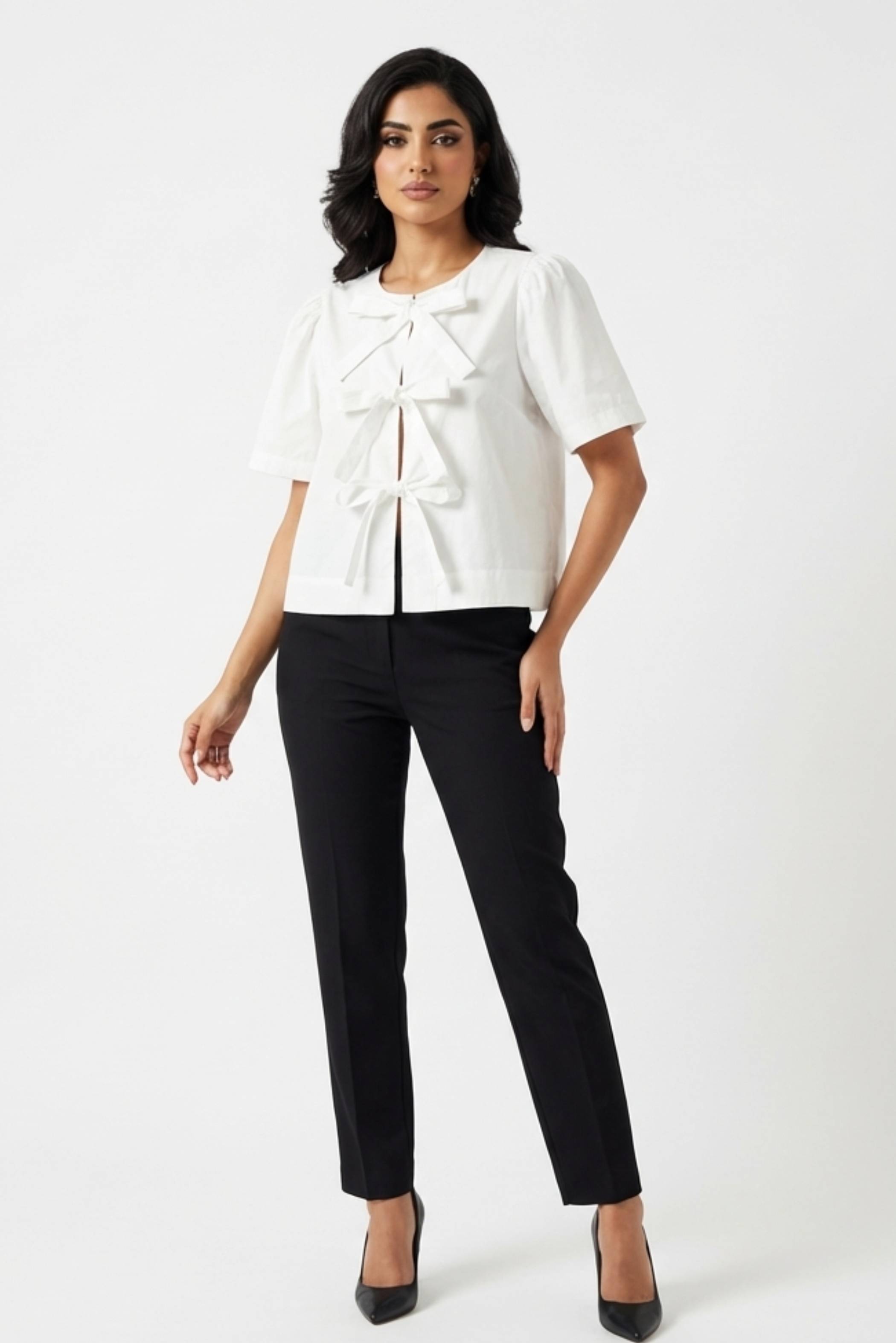 Hulene Front-Tie Blouse
