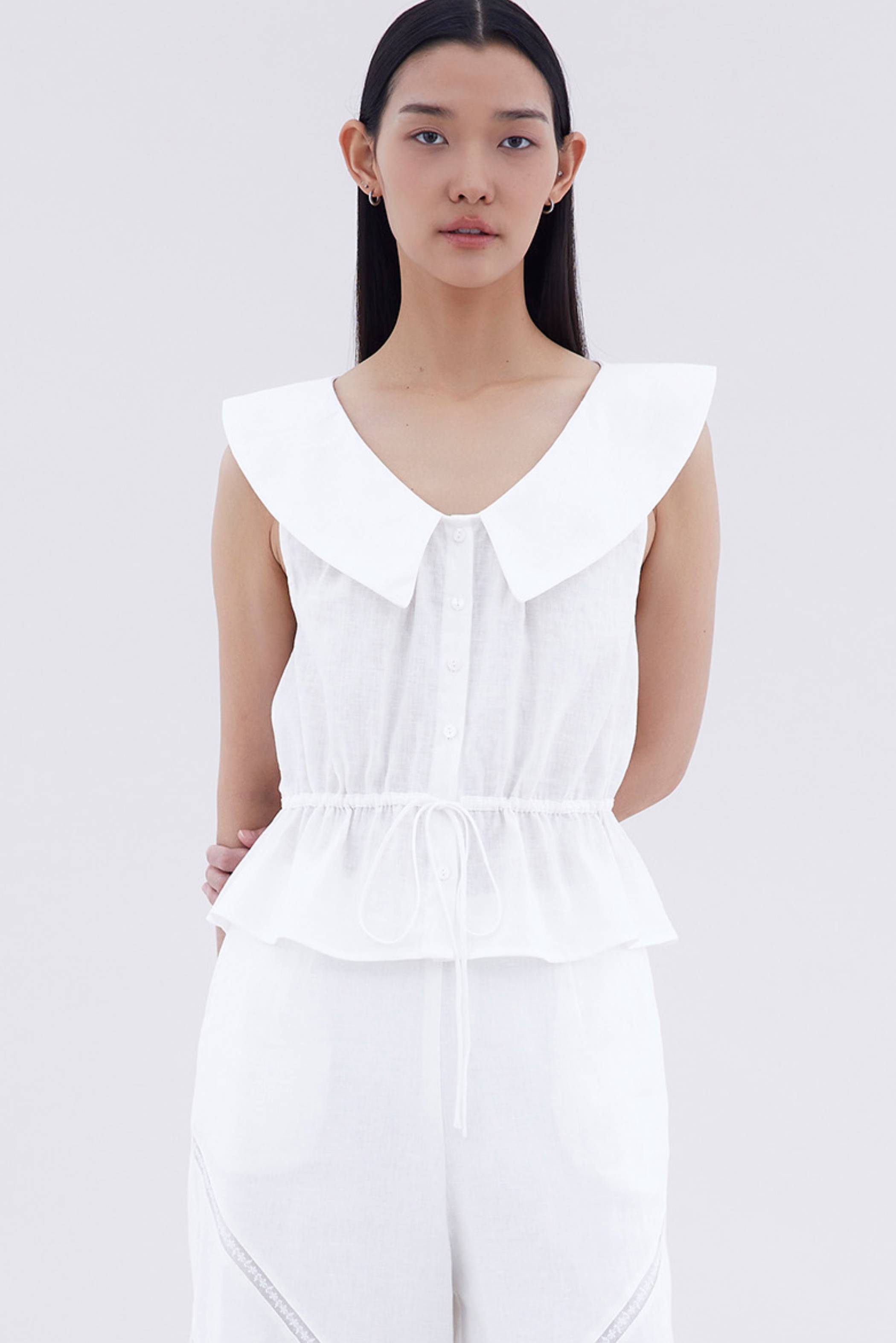 Arely Collared Drawstring Top