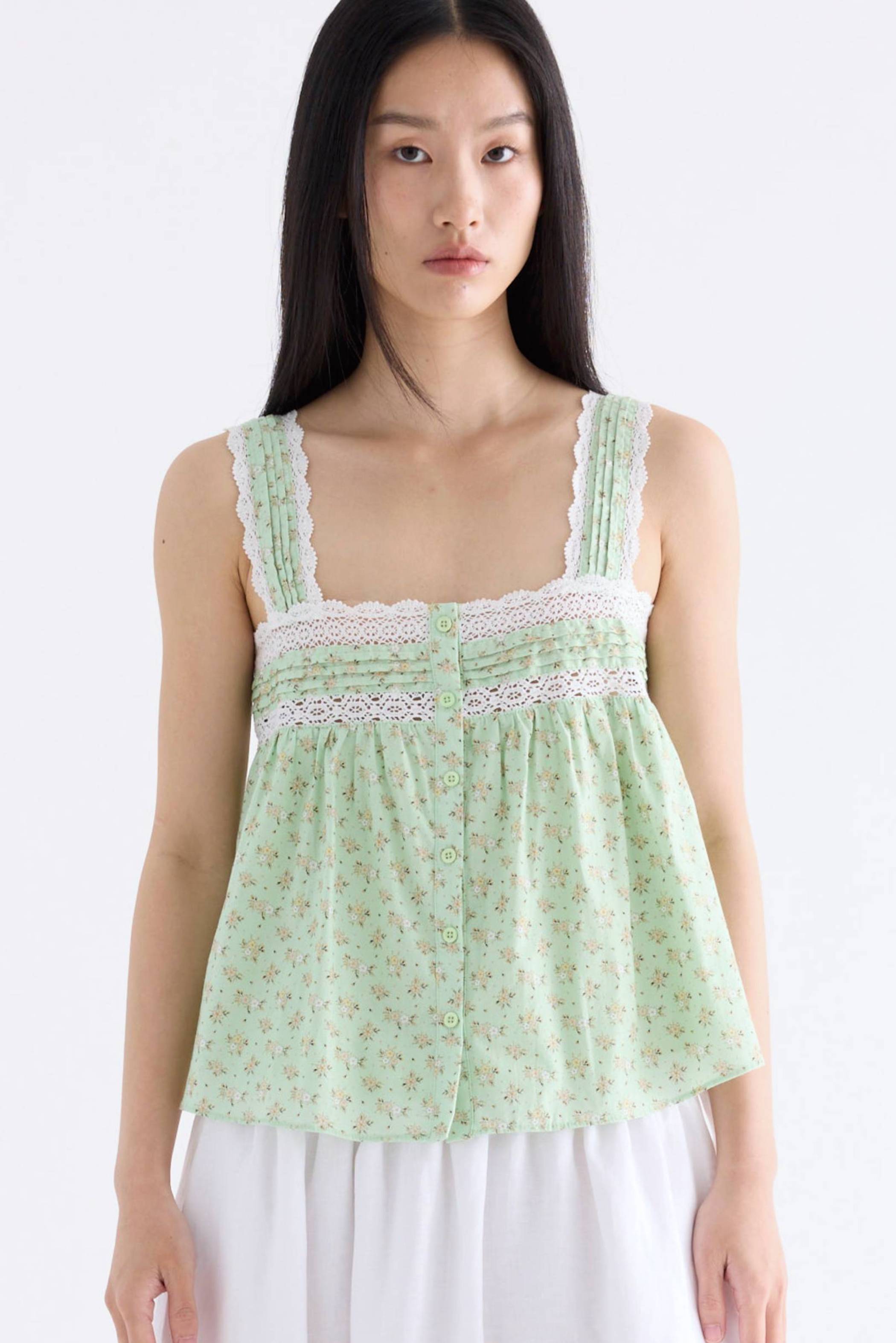 Odette Lace-Trim Empire Top