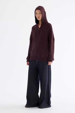 Sabrena Cable-Knit Zip-Up Hoodie