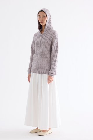 Sabrena Cable-Knit Zip-Up Hoodie