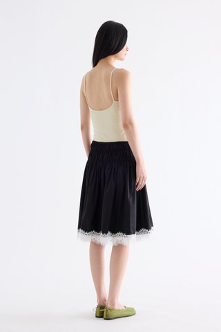 Bambi Shirred Lace-Trim Skirt