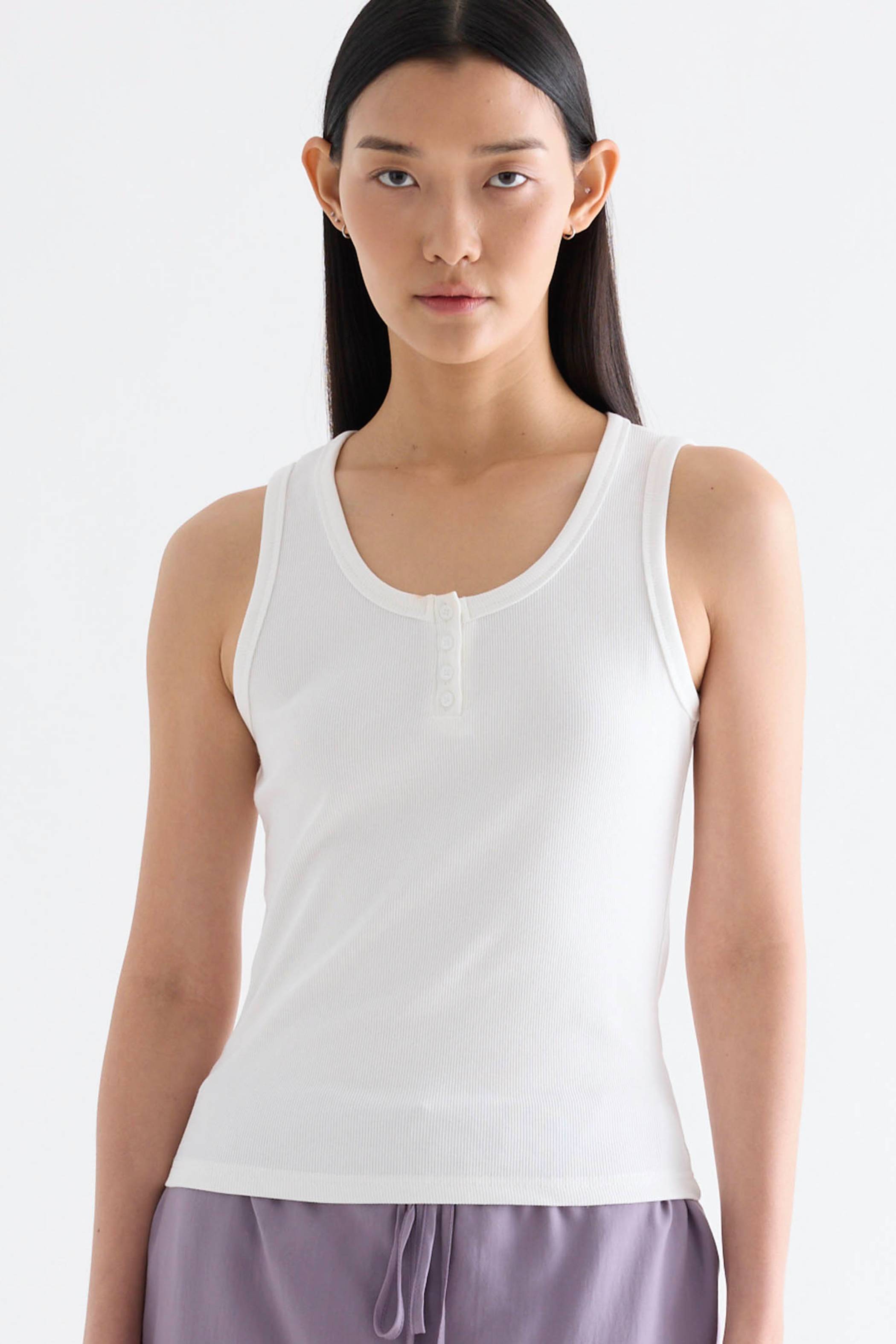 Micher Ribbed Half-Button Tank