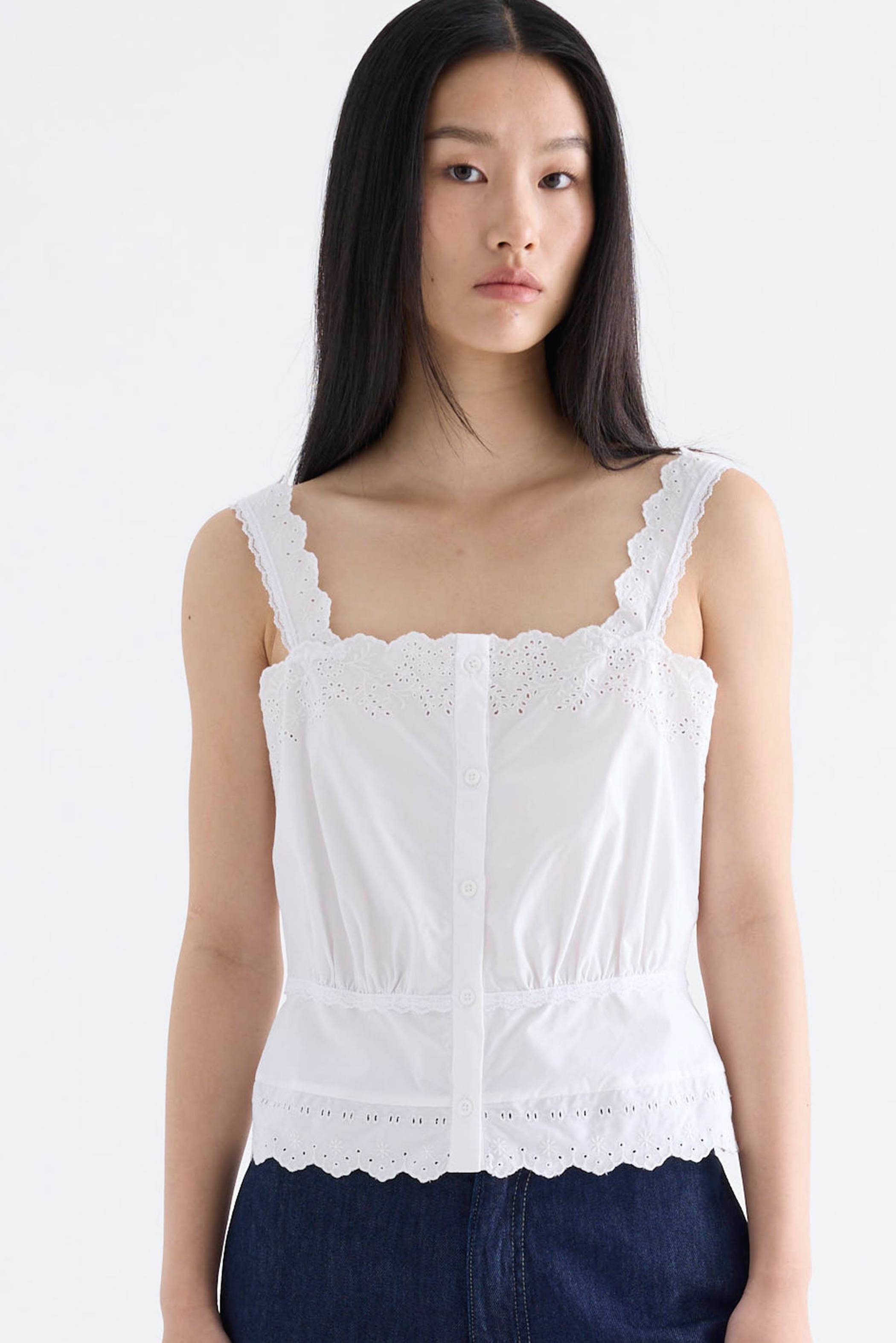 Elle Lace Button-Down Top