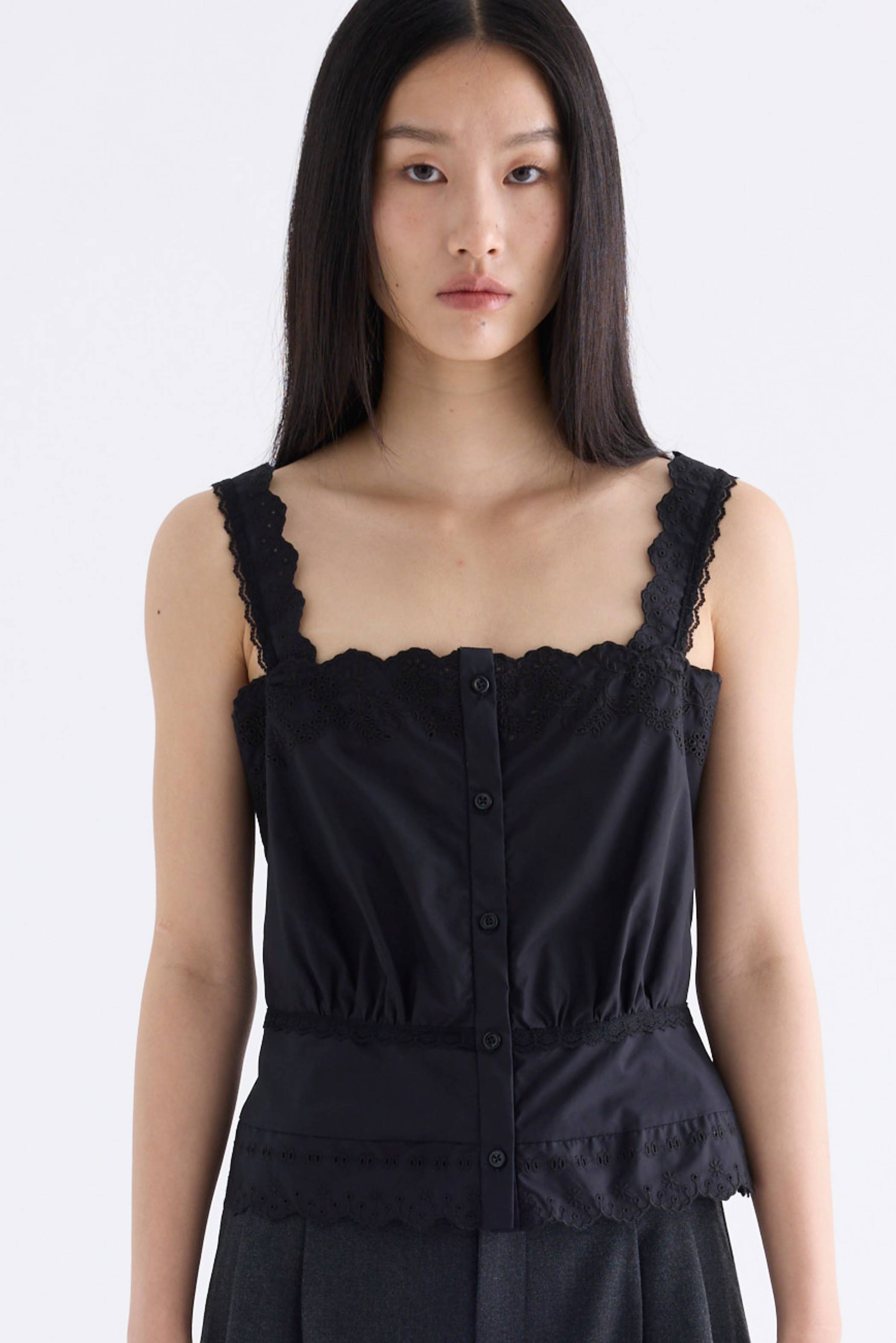 Elle Lace Button-Down Top