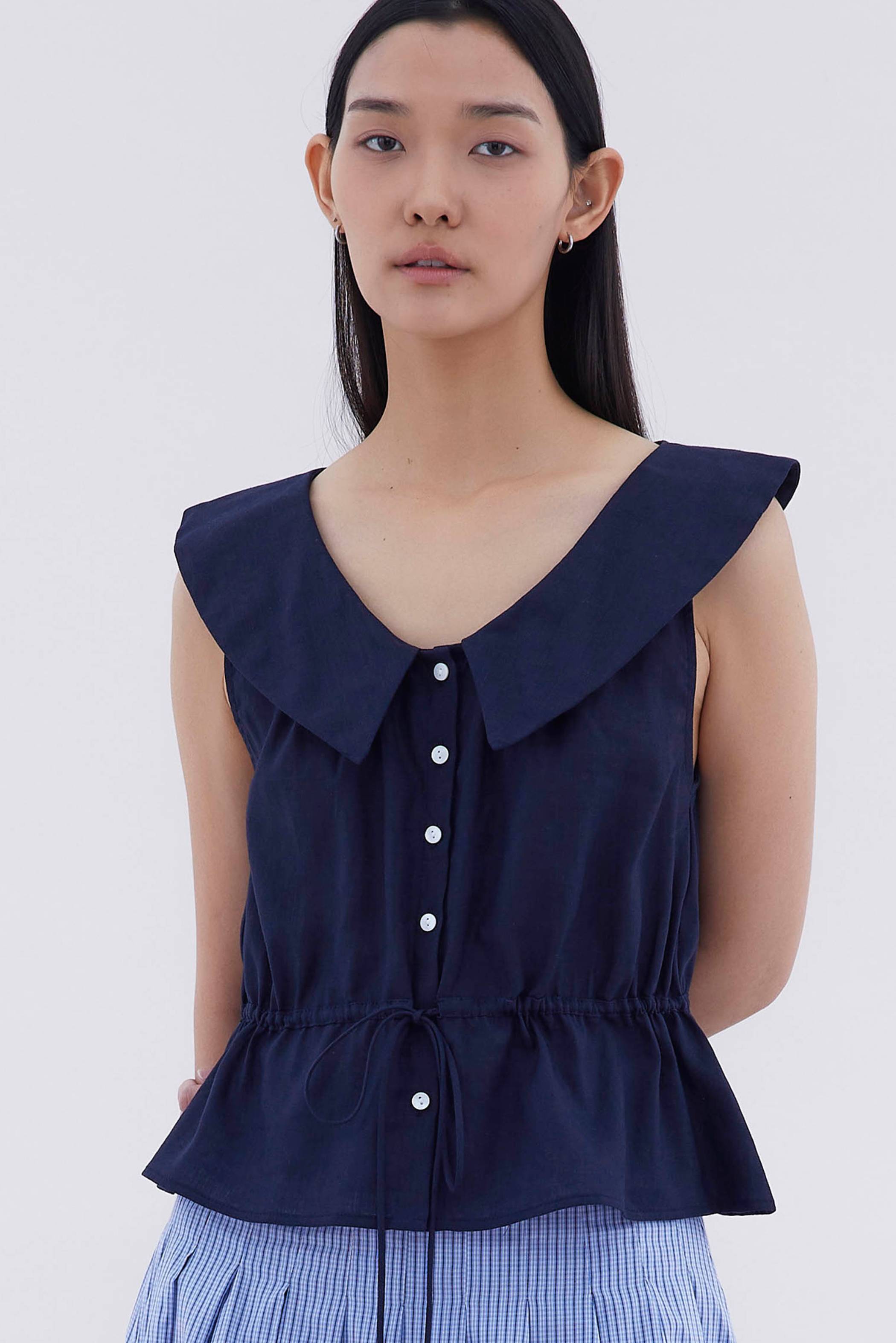 Arely Collared Drawstring Top